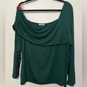 White Birch Y2K Whimsigoth Feminine Green Off One Shoulder 3X Plus Blouse
